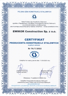 producent konstrukcji stalowych certyfikat